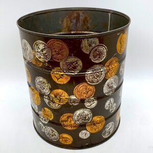 Vintage Coffee Can  Hills Bros 2 Pound Capacity Coin Design